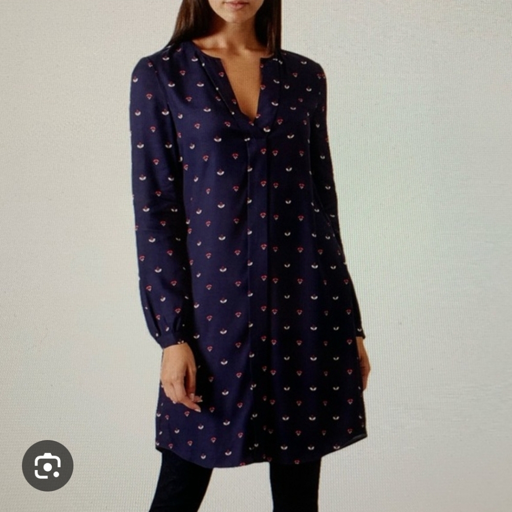 Hobbs London Marti Tunic Dress US 2 Euc Navy
